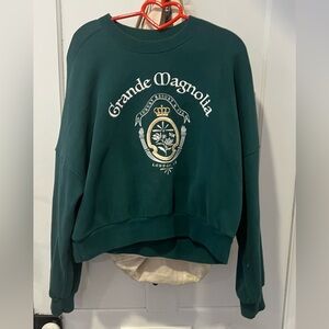 ABERCROMBIE AND FITCH “Grande Magnolia” CROP SWEATER - Size L, Embroidered